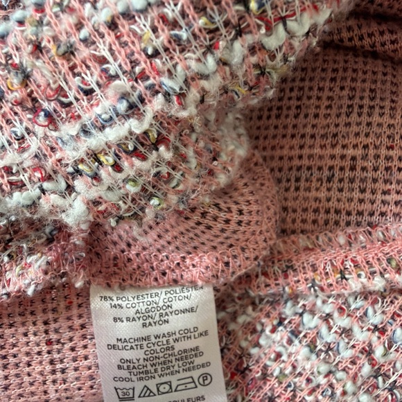 lou grey for Loft pink & White Tweed LS Shirt XS Cross Front V Neck - Picture 10 of 11